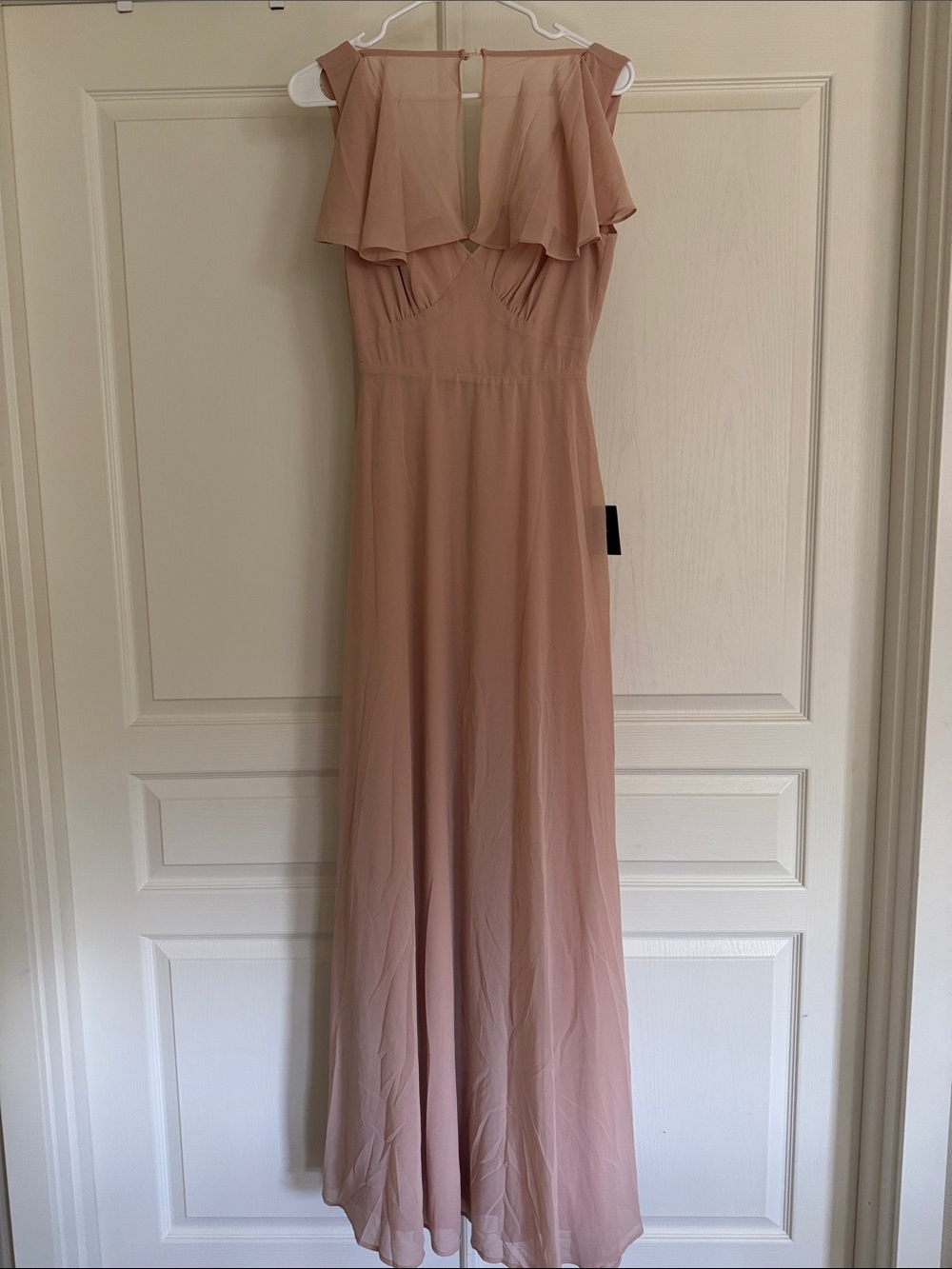 NWT. Lulus Blush Pink Ruffle Full Length Dress Size XS